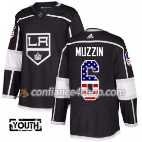 Adidas Maillot de Hockey Los Angeles Kings Jake Muzzin 6 2017-2018 Noir USA Flag Fashion Authentic - Homme